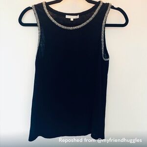 Maje Black Beaded Knit Tank Top Sleeveless Embellished Size 1 (S)